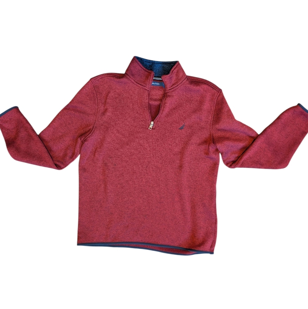 Nautica Men’s Burgundy Half-Zip Sweater Size Large Pullover Casual